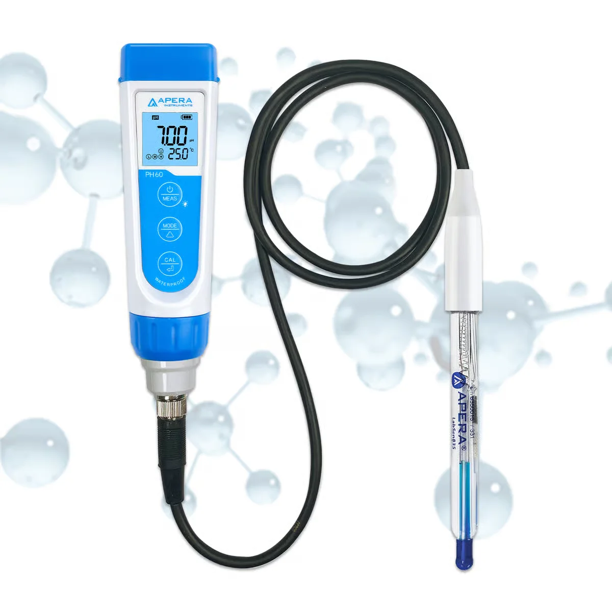 PH60-HF Handheld pH Meter Tester Kit for Liquids Containing Strong Acid or Hydrofluoric Acid with LabSen 835 ATC pH Electrode